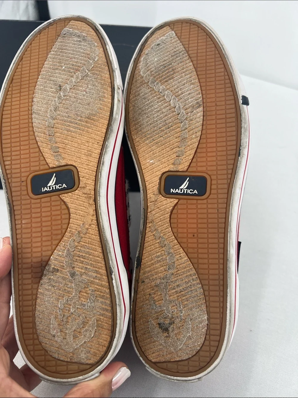 Nautica Men’s Red Canvas Slip-On Boat Shoes